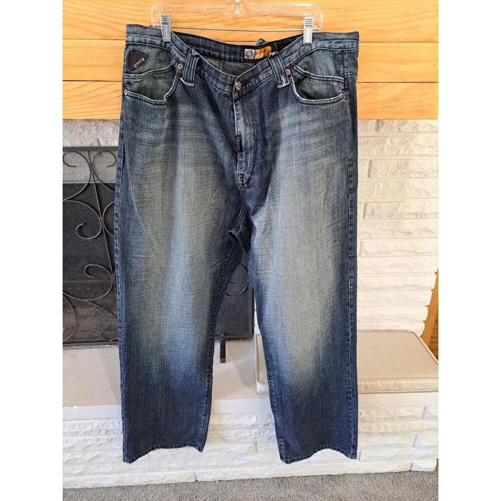 Vtg 90's Akademiks Denim Jeans Rhinestone Embellished Pockets Baggy Men's 44 - Picture 8 of 15